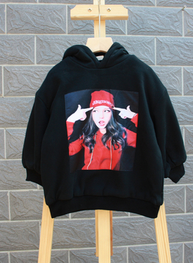 S麦系列120秋装 品牌童装折扣/童纯棉套头加绒卫衣25868黑