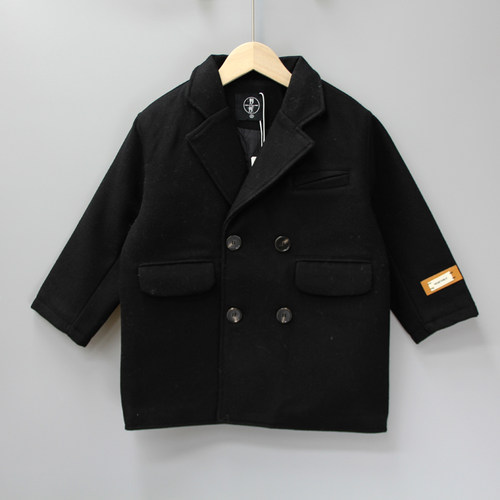 S炒fan家150秋冬品牌童装折扣/童双层呢大衣开衫外套84792黑