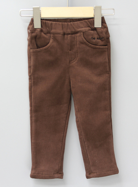 安系列80-120秋冬童装品牌折扣/儿童休闲加绒长裤23097深咖