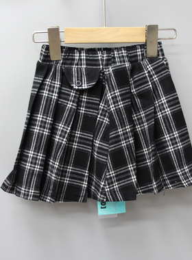 G牛duo家120-155秋冬 品牌童装折扣/女童双层百褶半身裙71032黑
