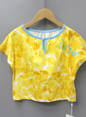 R映ci家85-130夏装 品牌折扣童装/儿童纯棉休闲短袖T恤衫17189黄