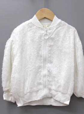 福利L莓系列100/110春装品牌童装折扣/儿童棒球领休闲外套90565白