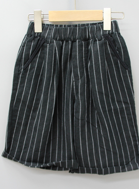 S-HO系列110-140夏装 品牌童装折扣/儿童薄亚麻休闲中裤11561黑