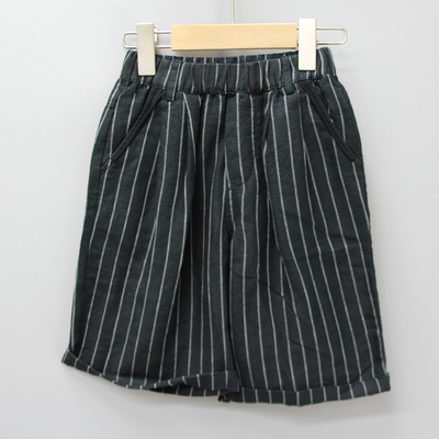 S-HO系列110-140夏装 品牌童装折扣/儿童薄亚麻休闲中裤11561黑