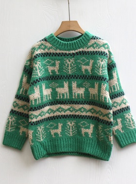 J-M家110秋装 品牌童装折扣/儿童休闲中厚毛衣打底17614草绿