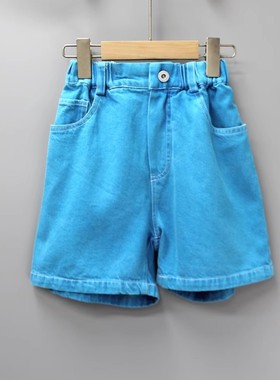 福利S-WO*BO家110-160夏 品牌折扣童装童柔软牛仔宽松短裤17136兰