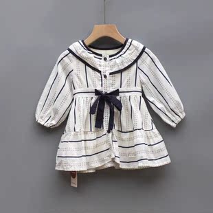 T拉.换标80春秋 品牌童装折扣/女童长袖棉连衣裙M2021白