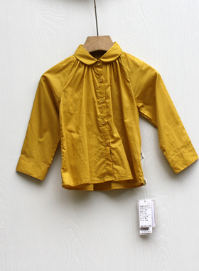 S两系列80/90春装 品牌童装折扣/儿童纯棉长袖衬衣09038黄