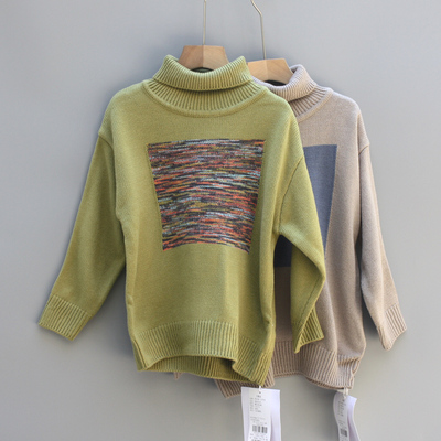 TSHK吾系列110-150冬装品牌童装折扣/童厚高领休闲毛衣02108二色