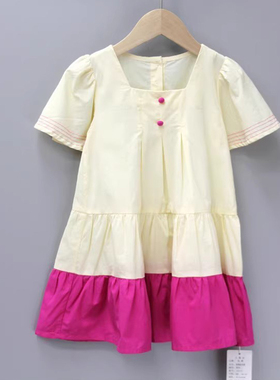 R亲系列80-110夏 品牌童装折扣/儿童薄款柔软短袖连衣裙22113玫红