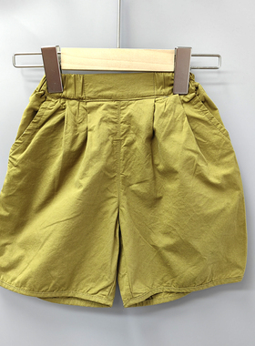 托TL家80-120夏装 品牌童装特价/儿童纯棉阔腿棉布短裤77227咖绿