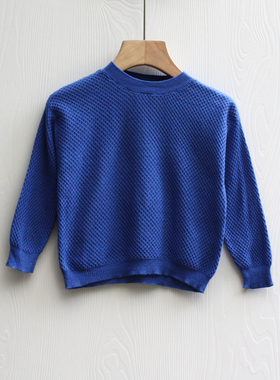 S吖系列80春装 品牌童装折扣/儿童纯棉长袖毛衣19005蓝