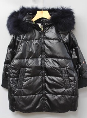 Y宫系列120秋冬 品牌童装折扣/带帽羽绒服外套中厚21615黑