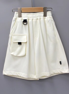 与系列140/150夏 品牌童装折扣/儿童棉工装休闲中五分裤12087杏