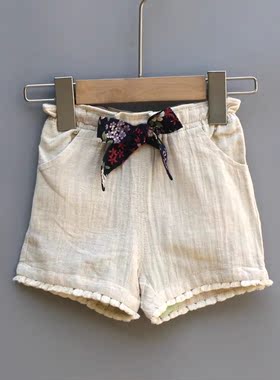 T拉系列80夏装 品牌童装折扣/儿童纯棉休闲短裤14144杏