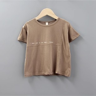 糯系列100-140夏装 品牌童装折扣/儿童纯棉休闲拼色T恤66825咖