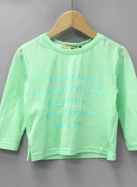 T欧系列80/90春秋 品牌童装折扣D儿童纯棉长袖T恤休闲31282绿