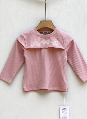 菲系列80-110秋装 品牌折扣童装/女童纯棉舒适长袖T恤打底36019粉