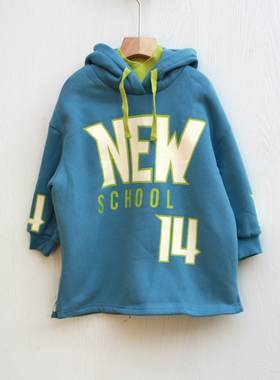 S柏系列110秋装 品牌童装折扣/童加棉加厚卫衣连帽26261灰兰