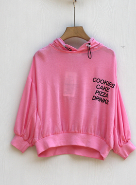 S欧系列100/110秋装 品牌童装折扣/童连帽薄款卫衣休闲62070玫红