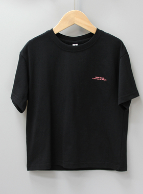 R阿muA和120夏品牌童装折扣/大童薄款纯棉短袖T恤衫21868黑