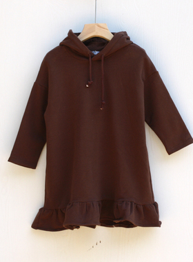 又系列110春秋装 品牌童装折扣/棉毛圈套头休闲卫衣裙59065咖