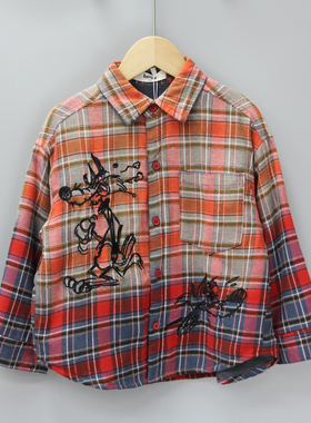 RG阿MuA和110-140秋冬 品牌童装折扣/童加绒衬衣开衫外套23358红