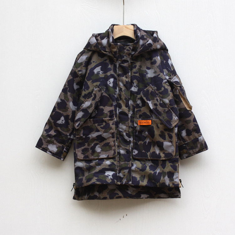 TJ个系列100-160冬么 品牌童装折扣/童开衫厚款夹棉外套迷彩618绿