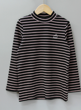 S-MC家120秋冬 品牌童装折扣/儿童立领长袖T恤打底20620粉黑