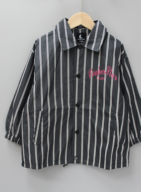 S-coo*per家110/140春秋品牌童装折扣/单层长款风衣外套15145黑