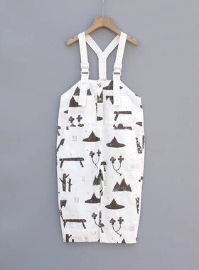 福利T吾系列110春Ⅱ品牌折扣童装/儿童纯棉背带休闲长裤02679白