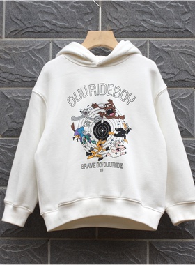 S-Y系列105秋装 品牌童装折扣/童拉绒中厚套头卫衣15391米白