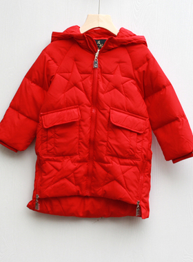 KN宫系列80/90冬装 童装折扣/儿童带帽羽绒服厚款外套51602红