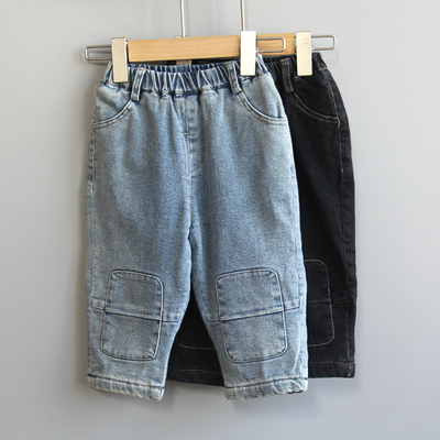 儿童休闲牛仔加绒长裤