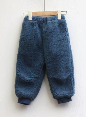 S早系列120冬装 品牌童装折扣/儿童加棉厚毛绒休闲长裤69021兰