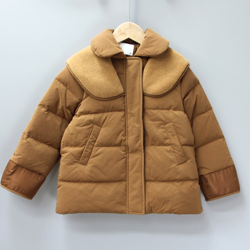 优yi丽120冬装 品牌童装折扣/童中厚羽绒服带帽外套60193焦