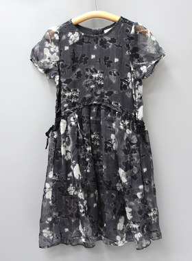 福利S拉系列100/110夏品牌童装撤柜折扣童短袖纯棉连衣裙12199灰