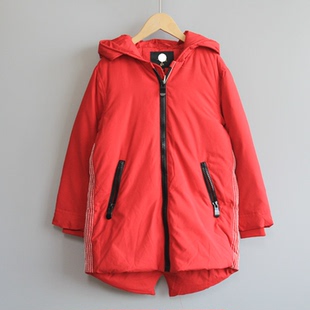 S宫系列130冬装 品牌童装折扣/儿童带帽羽绒服外套中厚51802红