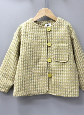 S-coo*per家120秋品牌童装折扣/儿童中厚双层毛呢外套15371黄