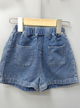 托TL家80夏装 品牌童装特价/儿童纯棉柔软舒适牛仔短裤77209蓝