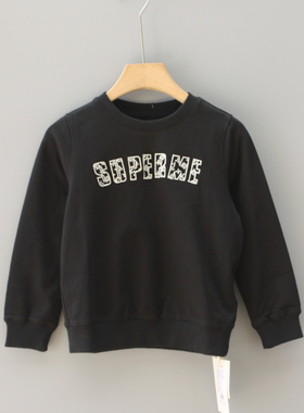 L玛系列110-160春秋Ⅲ 品牌童装折扣/儿童纯棉休闲卫衣81719黑