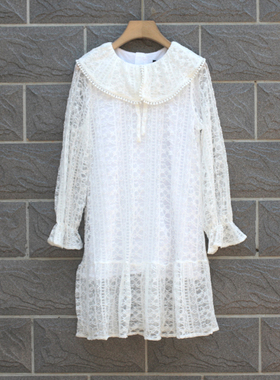 星系列120-165春装 品牌童装撤柜折扣/儿童长袖连衣裙28397白