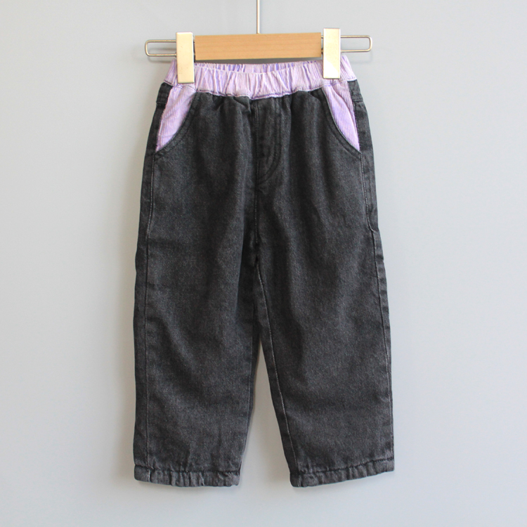 WV安系列80-120秋冬童装品牌折扣/男女童牛仔休闲加绒长裤23362黑