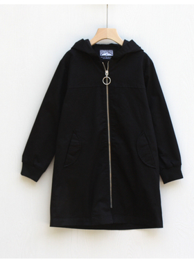 棵系列140/155秋装 品牌童装折扣/中长款中厚外套风衣80433黑