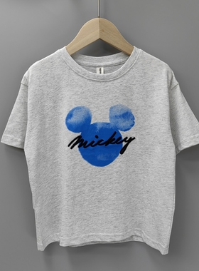 R阿muA和110夏品牌童装折扣/大童薄款纯棉短袖T恤衫21960灰