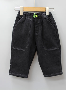G-U*S家90秋冬 品牌童装折扣/儿童休闲加绒牛仔长裤50088黑