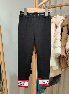 J-Y家120春秋 品牌童装折扣/儿童休闲针织打底长裤59628黑