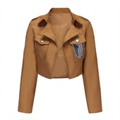 进击 巨人艾伦三笠兵长调查兵团布料皮料绣花徽章外套皮质cos服