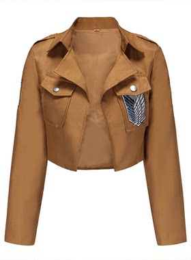 进击的巨人艾伦三笠兵长调查兵团布料皮料绣花徽章外套皮质cos服