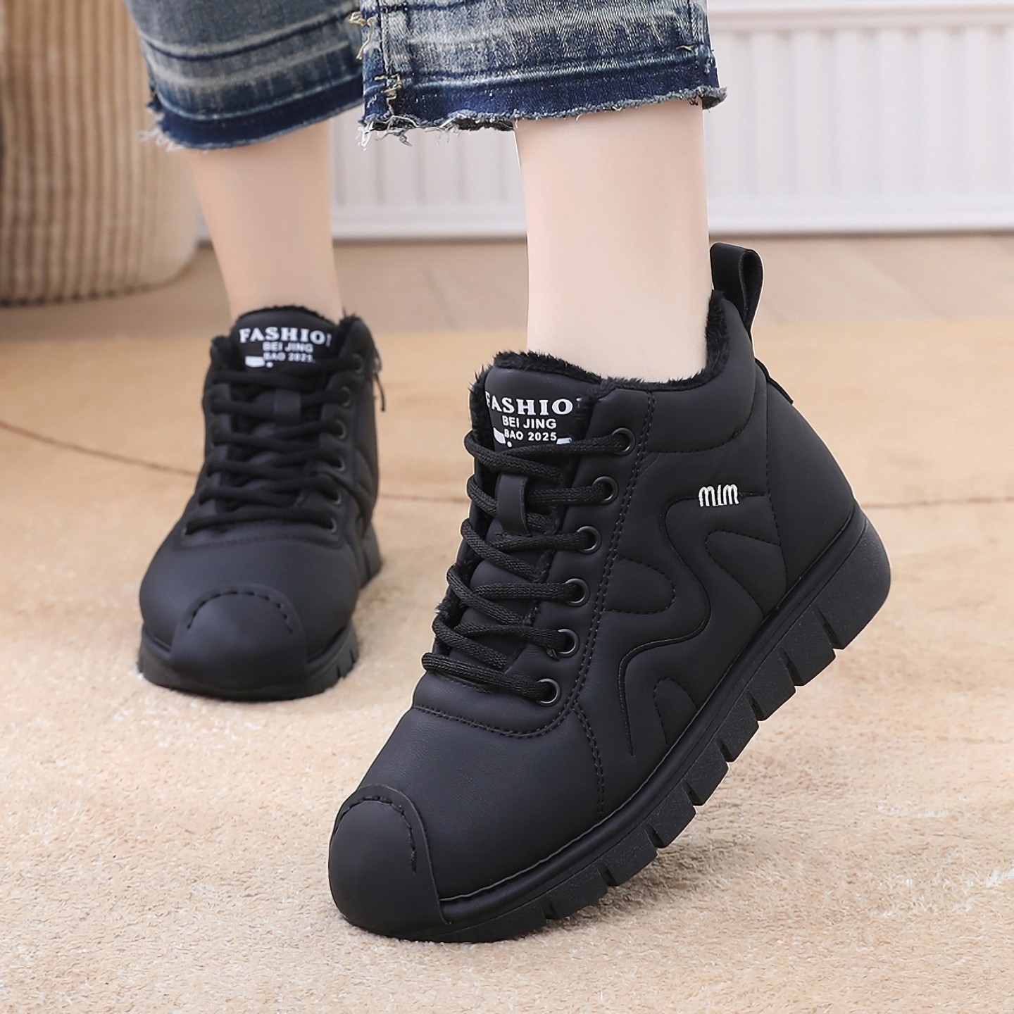 2025冬季新款高帮百搭二棉鞋平底软底旅游运动鞋侧拉链女士休闲鞋,女鞋,时尚休闲鞋,淘宝优惠券,粉丝福利购,淘宝优惠卷
